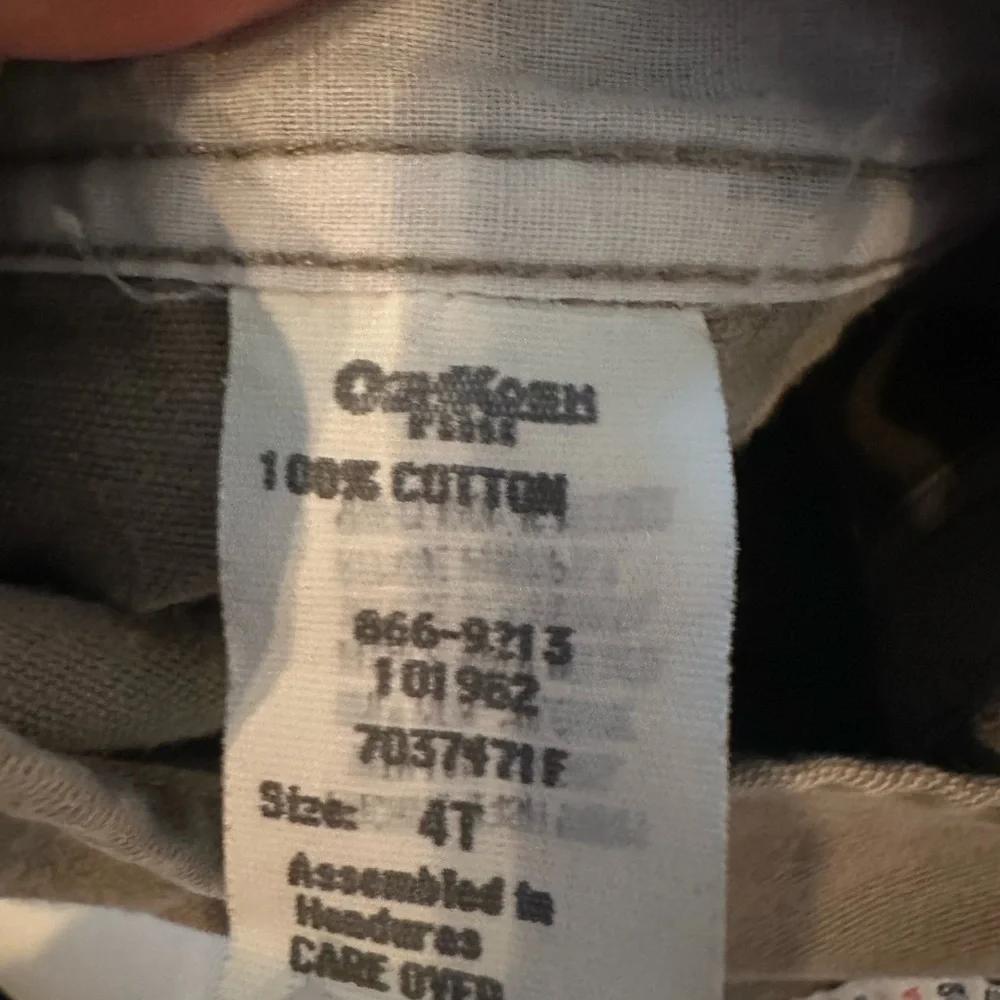 90's OshKosh B'gosh Boys Overalls Vestbak Size 4T Khaki Denim Chino